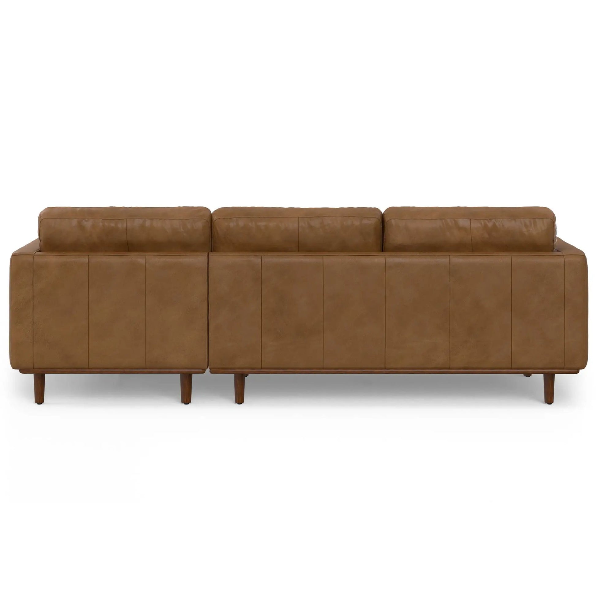 Morrison upholstered sectional sofa in tan leather with wooden legs by Unique Piece Furniture on Tampa Home & Garden Store