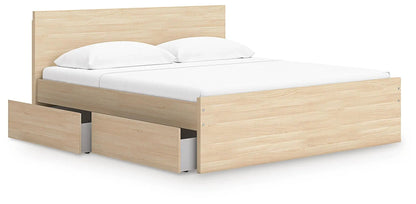 Onita panel platform bed with two under-bed drawers in natural oak by Unique Piece Furniture on Tampa Home & Garden Store