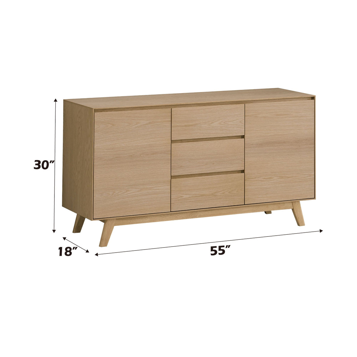 Kasem Oak Server with Storage in light brown oak finish on Tampa Home & Garden Store