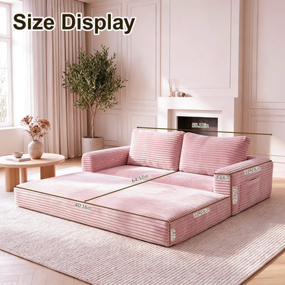 55 Inch Convertible Futon Sofa and Bed Set