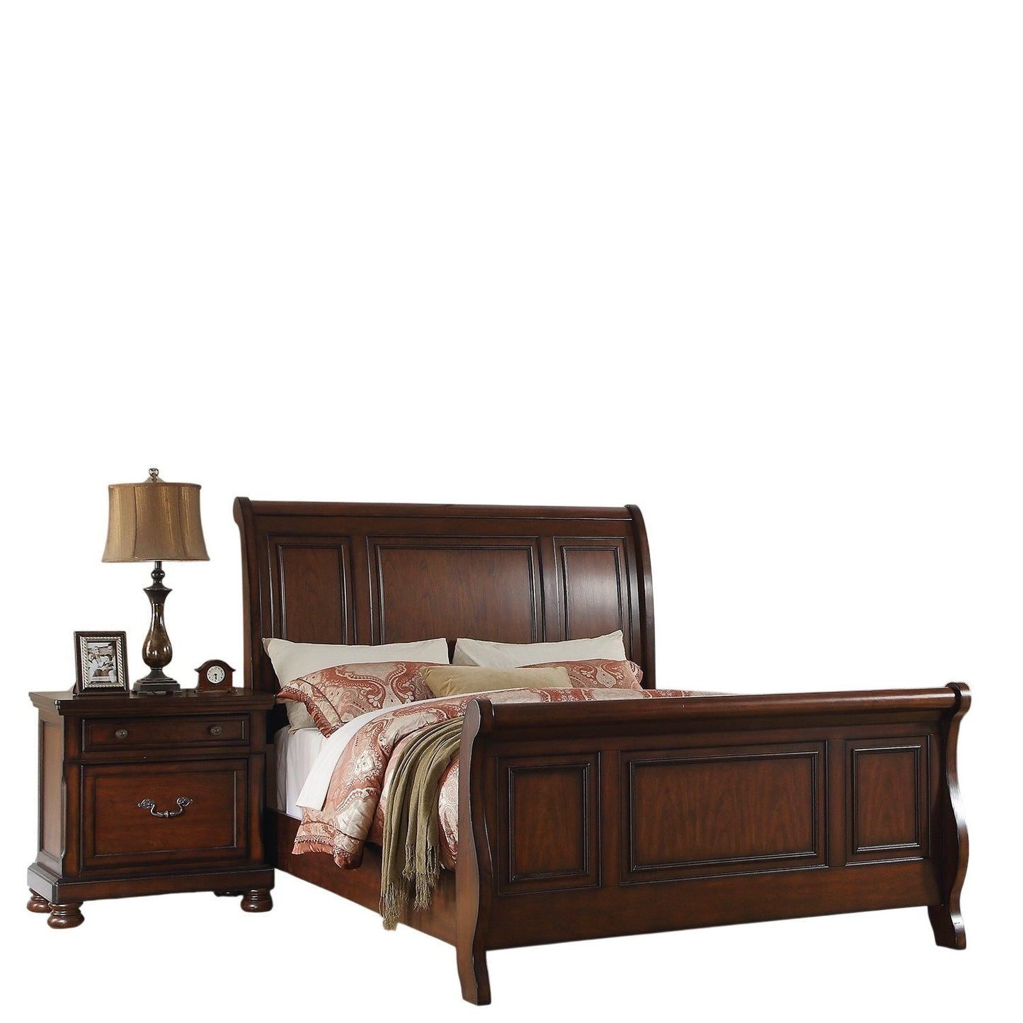 3 Piece Bedroom Set Bed With 2 Nightstands in dark brown wood by HouseOfZazla on Tampa Home & Garden Store