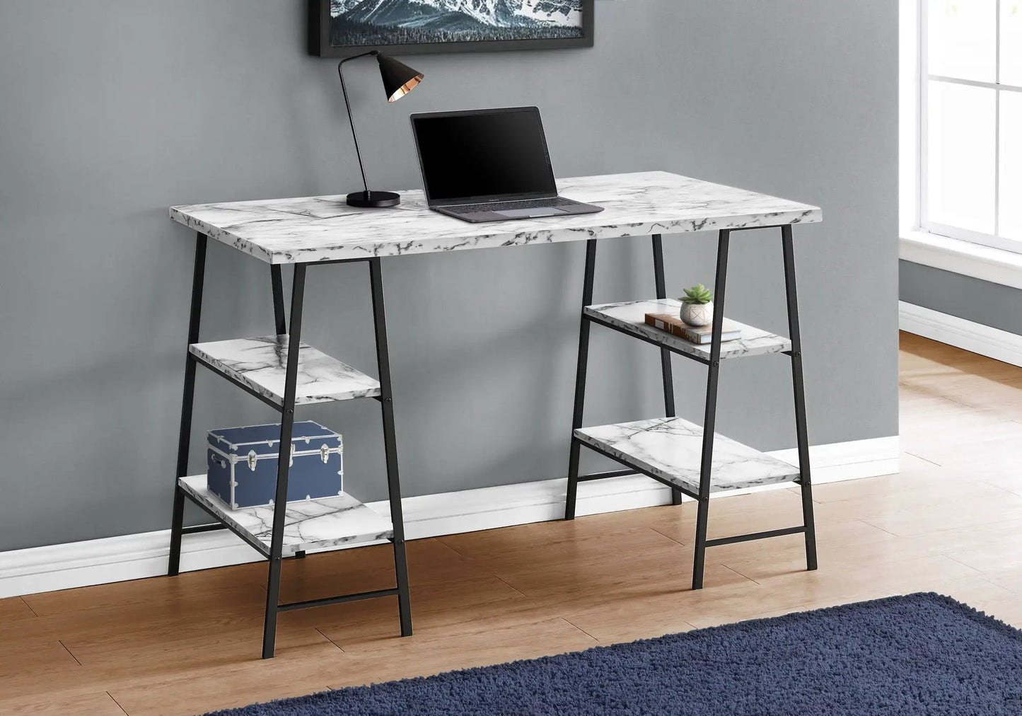 Industrial Computer Desk with Shelves for Home