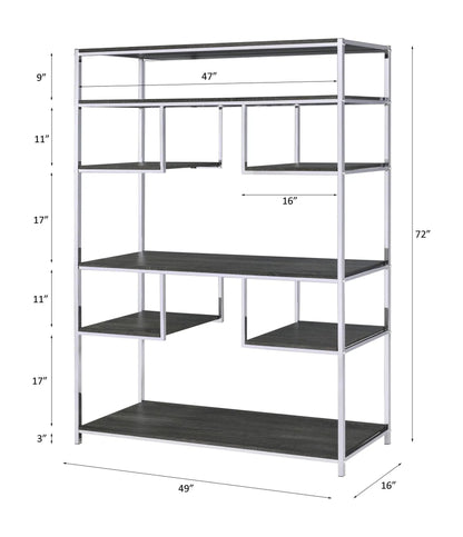 Vonara etageres bookshelf with chrome frame and gray oak shelves, Unique Piece Furniture on Tampa Home & Garden Store