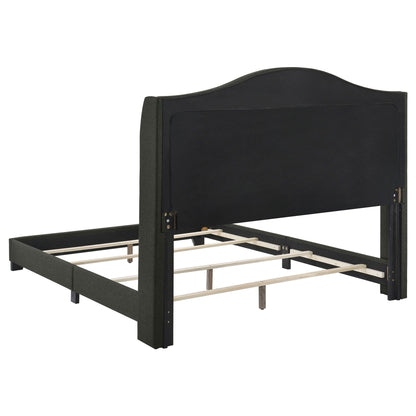Copper Wingback Bed upholstered headboard panel bed frame in dark fabric on Tampa Home & Garden Store