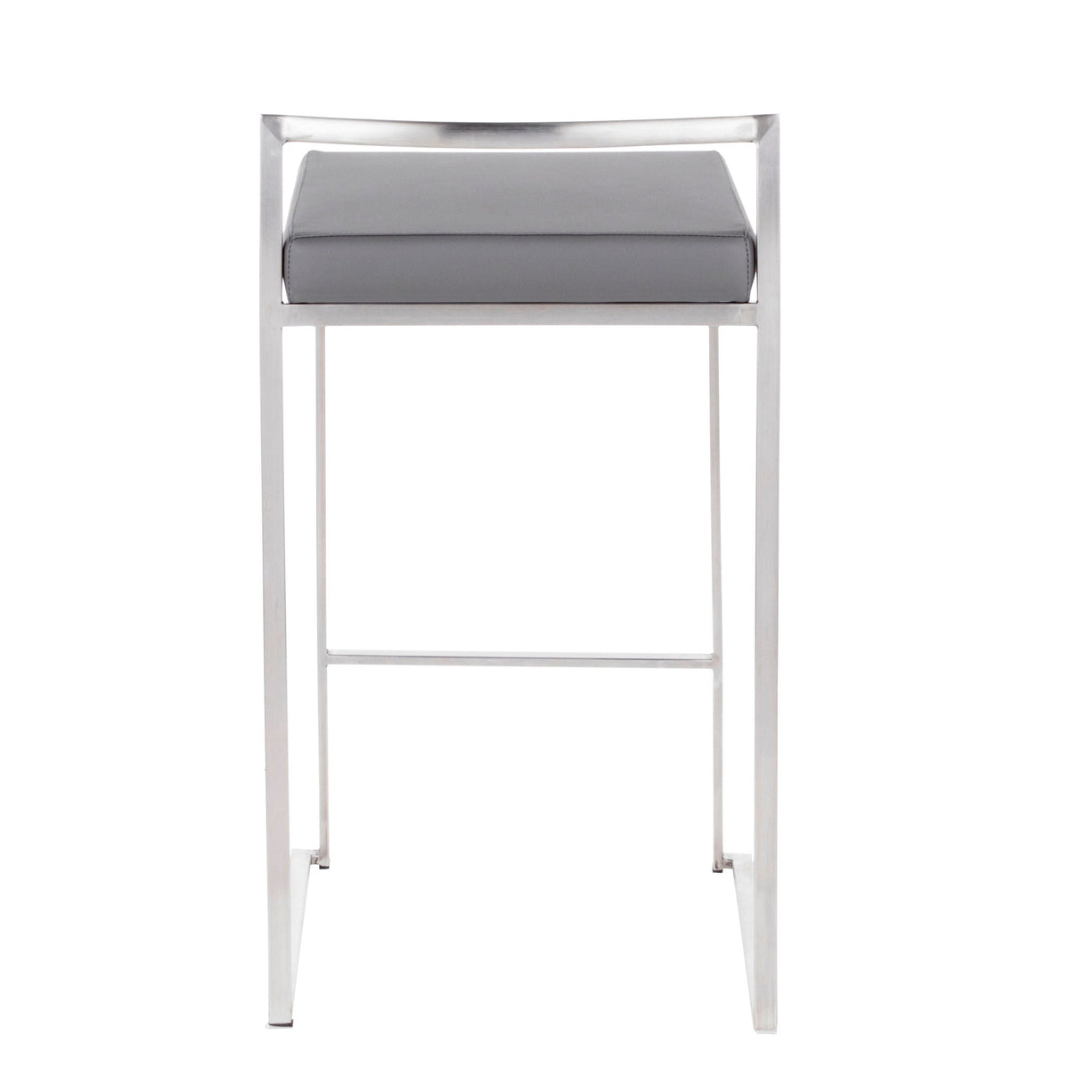 Contemporary stackable counter stool with padded grey seat and chrome frame HouseOfZazla on Tampa Home & Garden Store