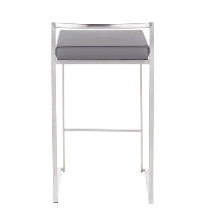 Contemporary stackable counter stool with padded grey seat and chrome frame HouseOfZazla on Tampa Home & Garden Store
