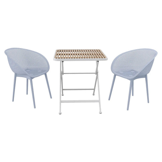 2-pack lounge chairs with mesh backs and a folding square table with wood slats 3pc outdoor set on Tampa Home & Garden Store