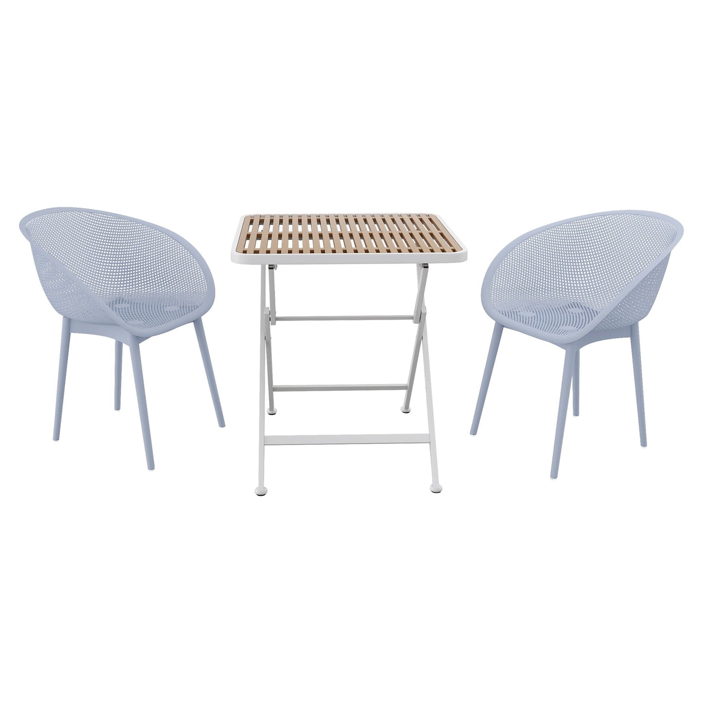 2 Pack Lounge Chairs & Folding Table with blue chairs and wooden top Tampa on Tampa Home & Garden Store