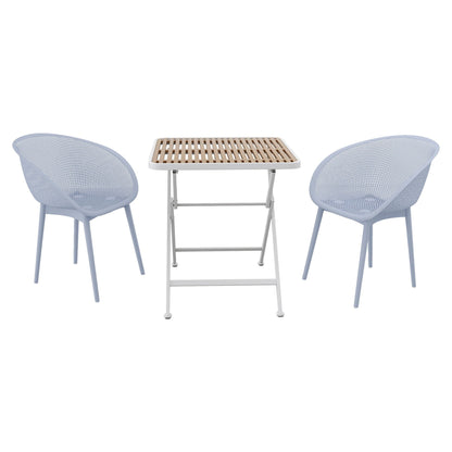 2 Pack Lounge Chairs & Folding Table with blue chairs and wooden top Tampa on Tampa Home & Garden Store