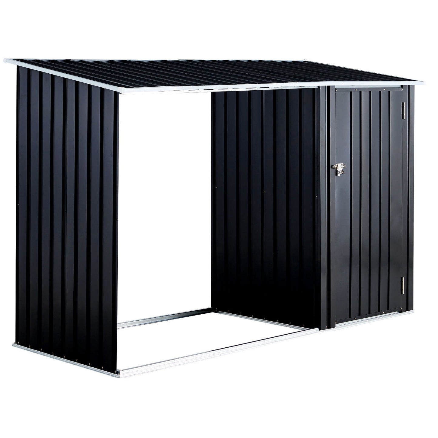 Outdoor Galvanized Firewood and Storage Shed