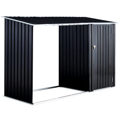 Outdoor Galvanized Firewood and Storage Shed