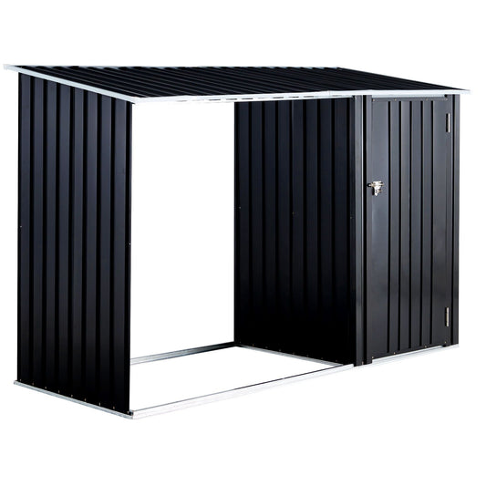Outdoor Galvanized Firewood and Storage Shed