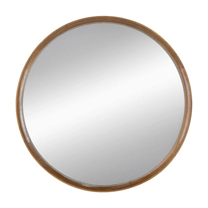 Round Wood Mirror Wall Mounted Home Decor