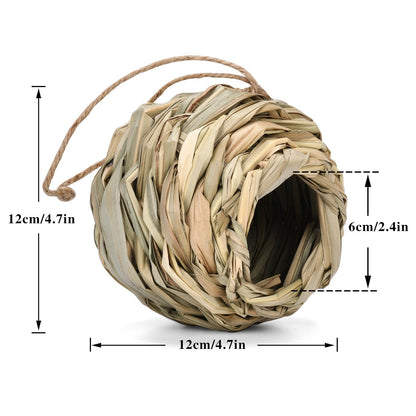 Straw spherical bird nest with natural beige weave and jute hanger brand Sell My Stuff on Tampa Home & Garden Store