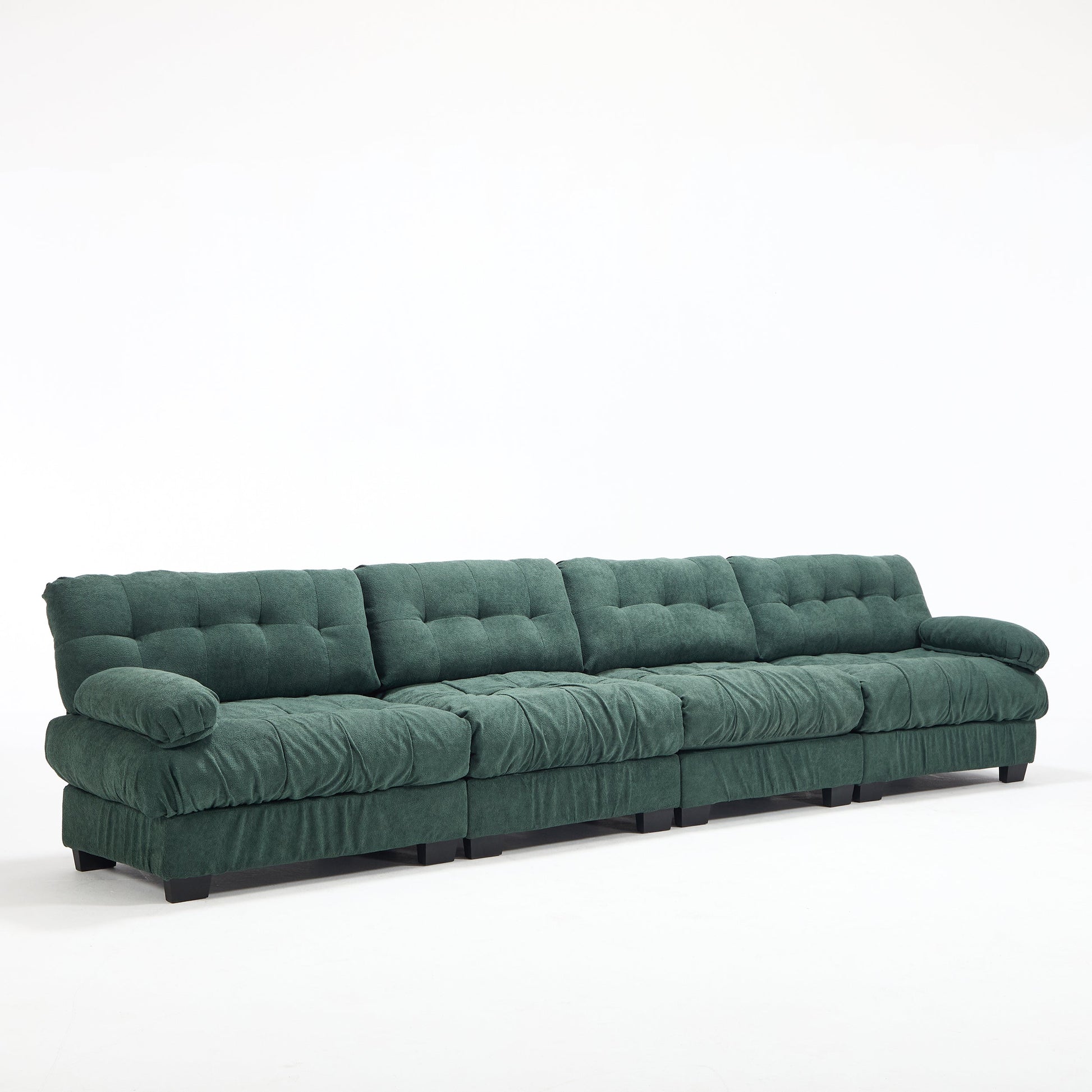 Modular Sectional Sofa Cloud Couch in emerald green velvet, tufted, by HouseOfZazla on Tampa Home & Garden Store