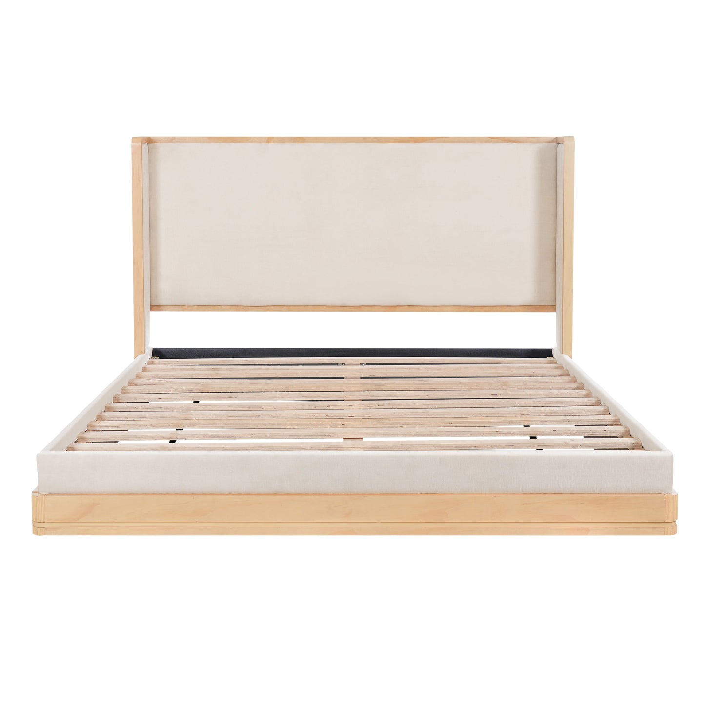 Mid-Century Modern Wood Bed with Waterfall Edge