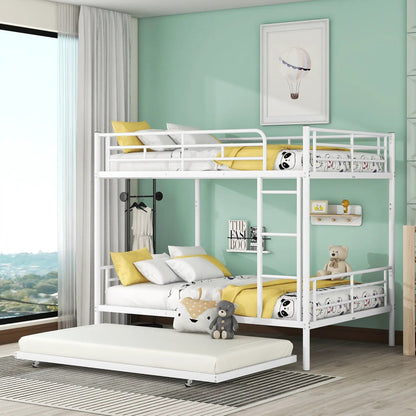 Steel bunk bed in white with ladder and yellow bedding by Unique Piece Furniture on Tampa Home & Garden Store