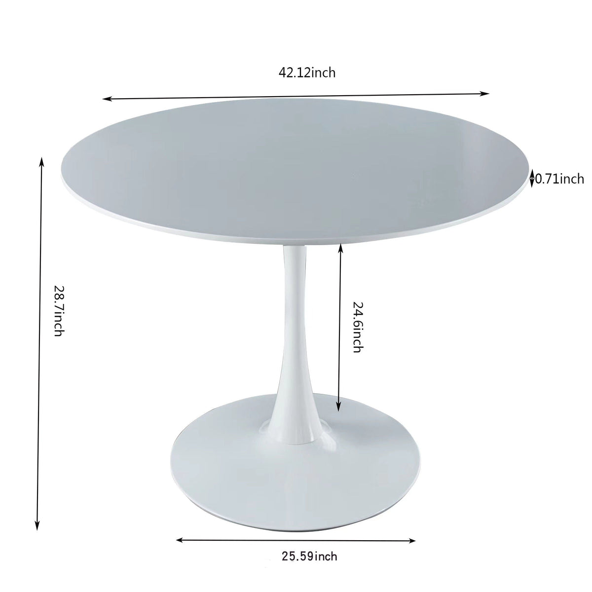 Tulip Special round dining table by HouseOfZazla; pedestal base, white or black top, 25.59 inch on Tampa Home & Garden Store