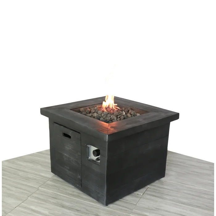 Fibre Reinforced Fire Pit Table charcoal lava rock fill with gas burner by HouseOfZazla on Tampa Home & Garden Store
