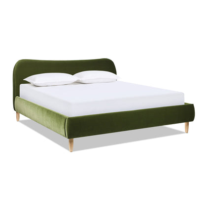 Curved Headboard and Upholstered Platform Bed