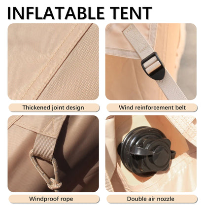 Inflatable glamping tent 4-6 people khaki with windproof rope and double nozzle HouseOfZazla on Tampa Home & Garden Store