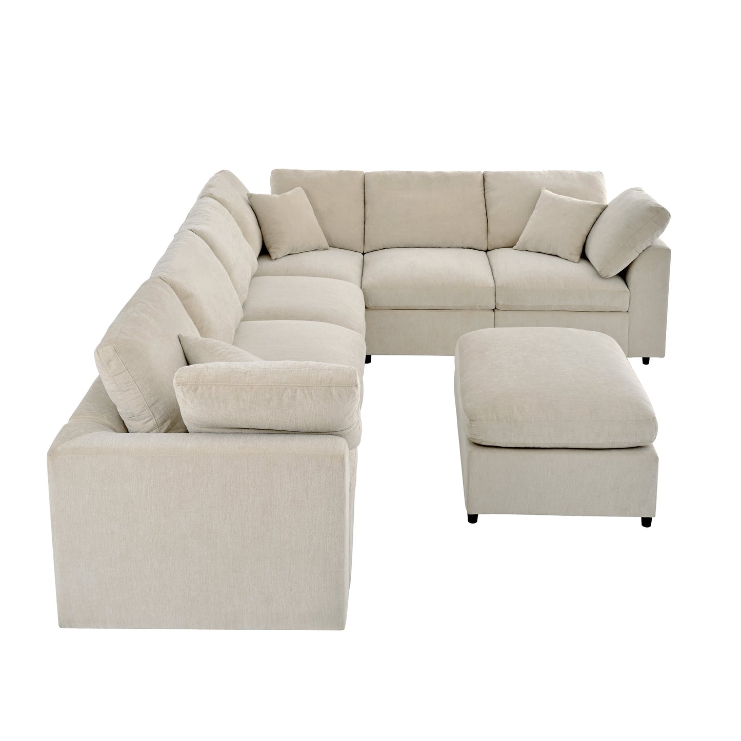 U_Style 120.8in Extra Large 7-Seater Modular Sectional Sofa beige fabric by HouseOfZazla on Tampa Home & Garden Store