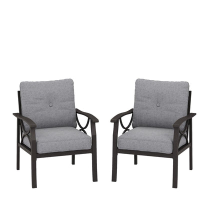 All Weather Armchairs with Cushions set of 2, gray cushions, outdoor sculptural chairs on Tampa Home & Garden Store