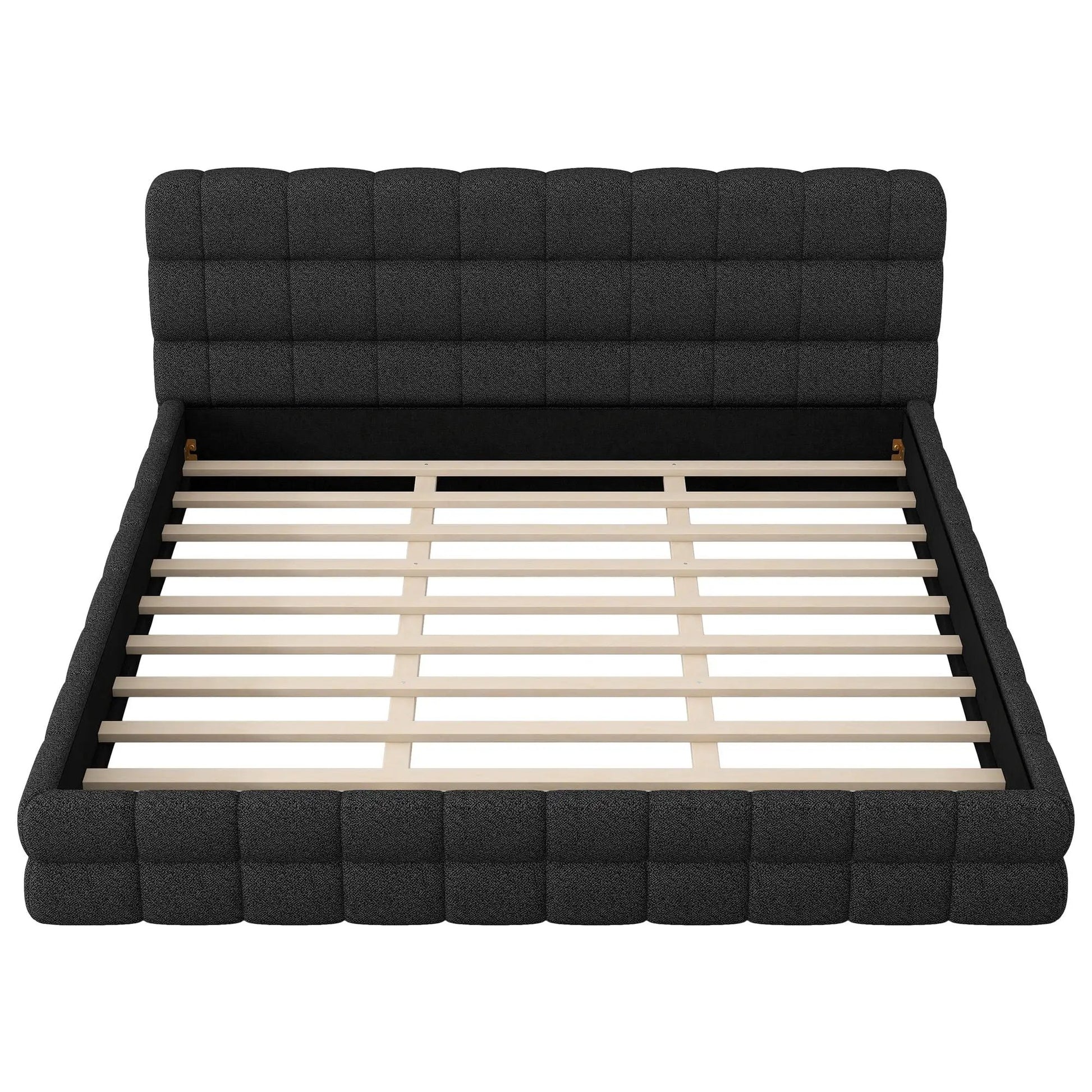 Upholstered Platform Bed with Headboard in dark gray fabric by Unique Piece Furniture on Tampa Home & Garden Store