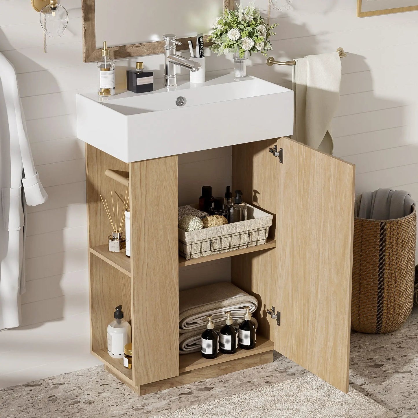 Bathroom Vanity With Sink, Freestanding Cabinet