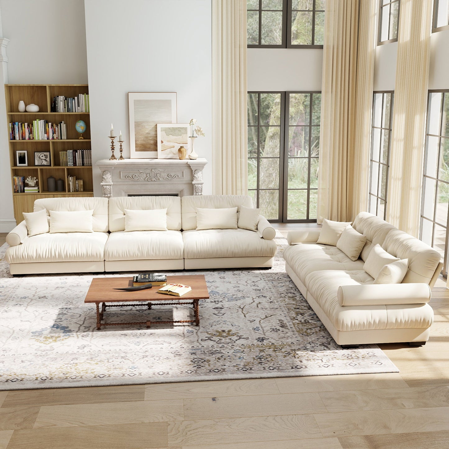 Modern Modular Velvet Sofa Set and Cushions
