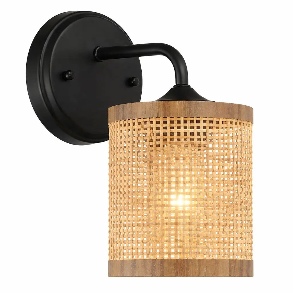 Reef Rustic Wicker Wall Sconce with Natural Shade