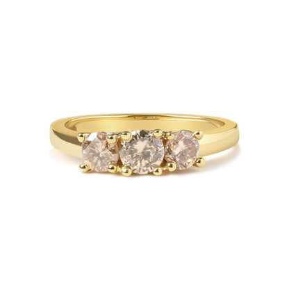 Ring 10K yellow gold 1.00 Cttw champagne diamond 3-stone band, Bids.com size 7 on Tampa Home & Garden Store