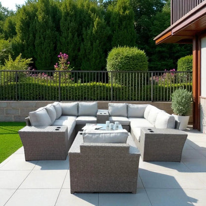 Outdoor Wicker Sectional with Weather Cushions