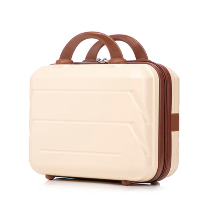 Beige ABS spinner luggage set, 14'/20' 2-piece with brown handles by HouseOfZazla on Tampa Home & Garden Store