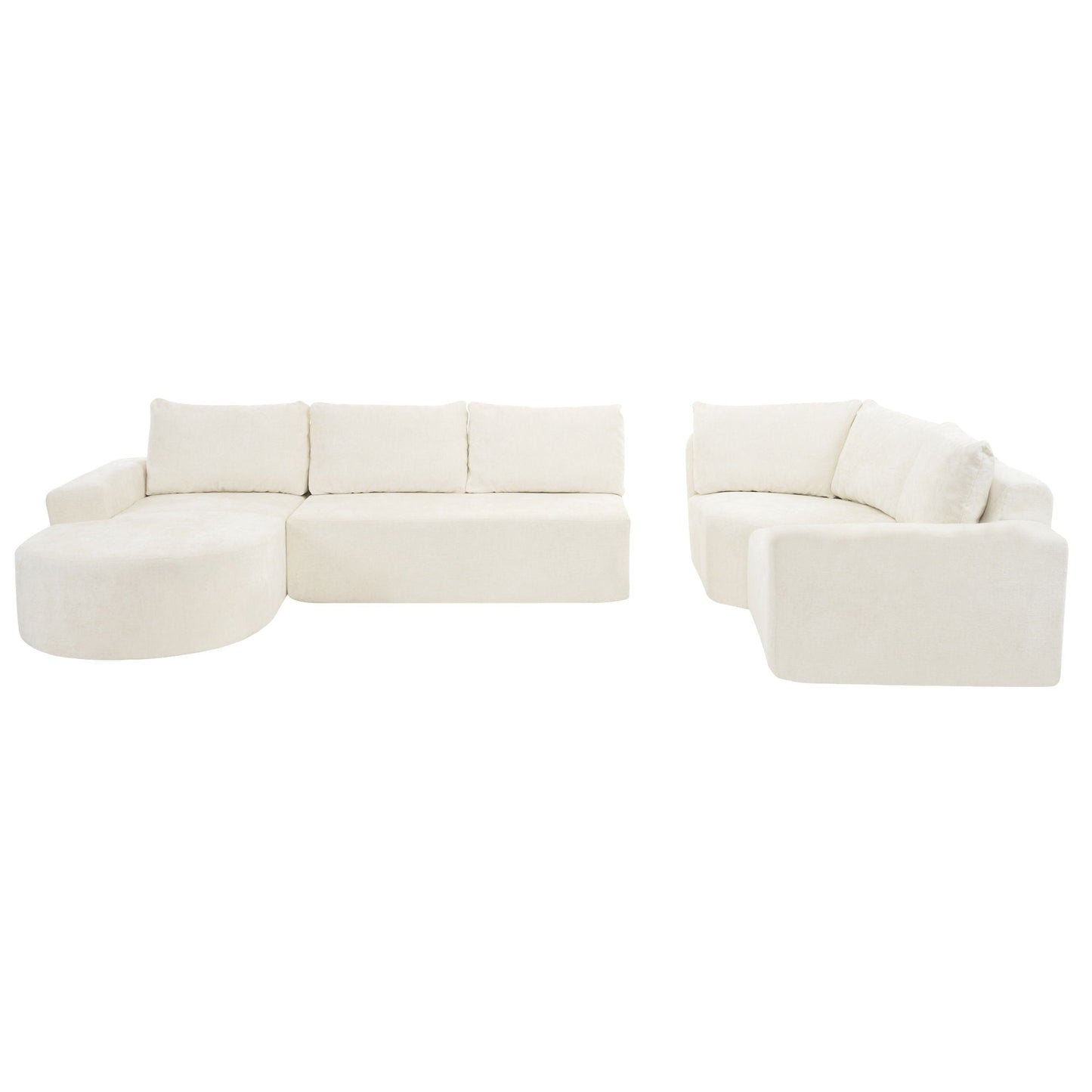 Modular Cloud Sectional Sofa Set, U-shaped with deep seats, beige upholstery, HouseOfZazla on Tampa Home & Garden Store