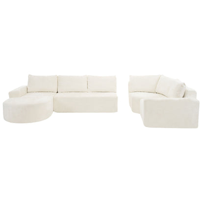 Modular Cloud Sectional Sofa Set, U-shaped with deep seats, beige upholstery, HouseOfZazla on Tampa Home & Garden Store