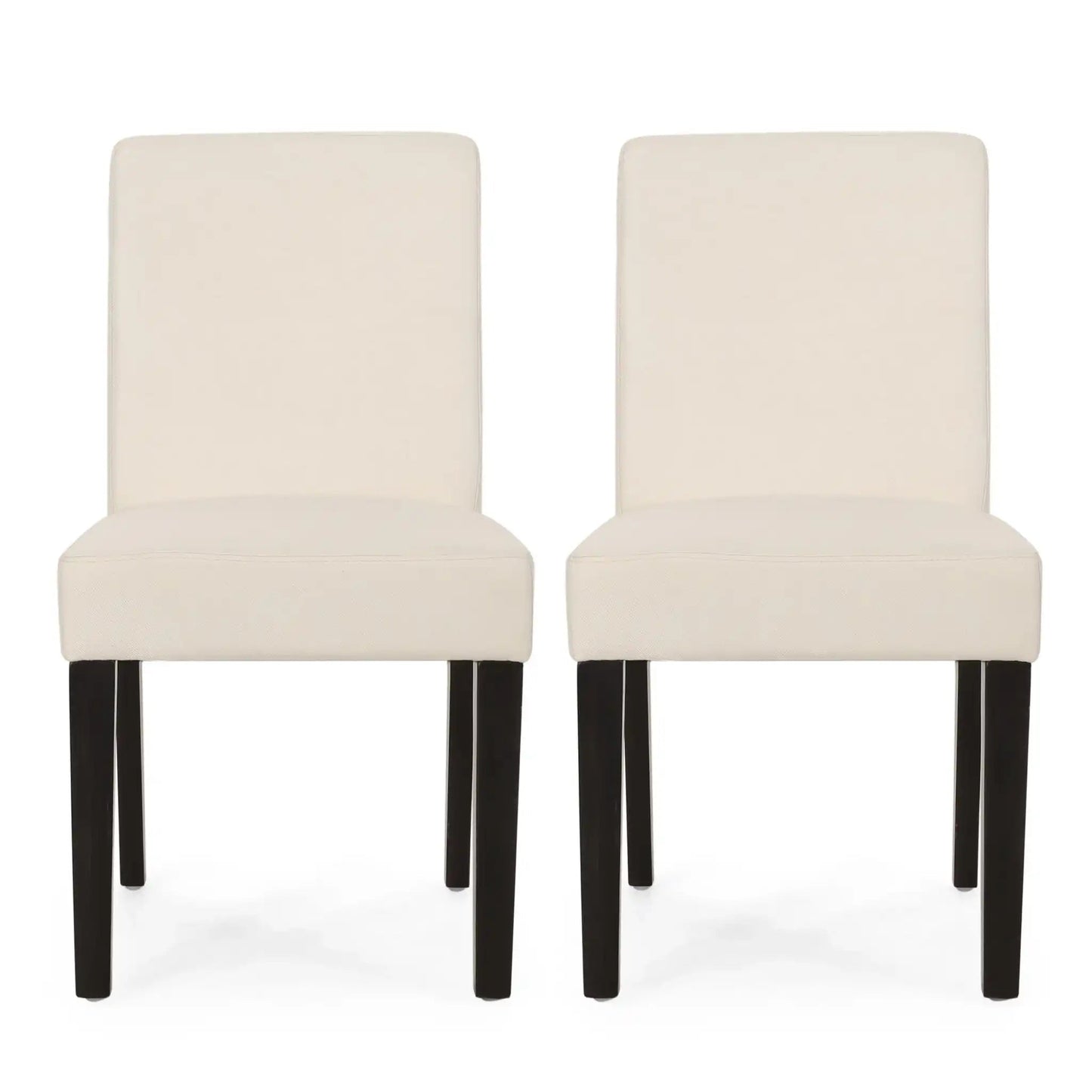 Pair of contemporary dining chairs with cream upholstery and black tapered legs by HouseOfZazla on Tampa Home & Garden Store