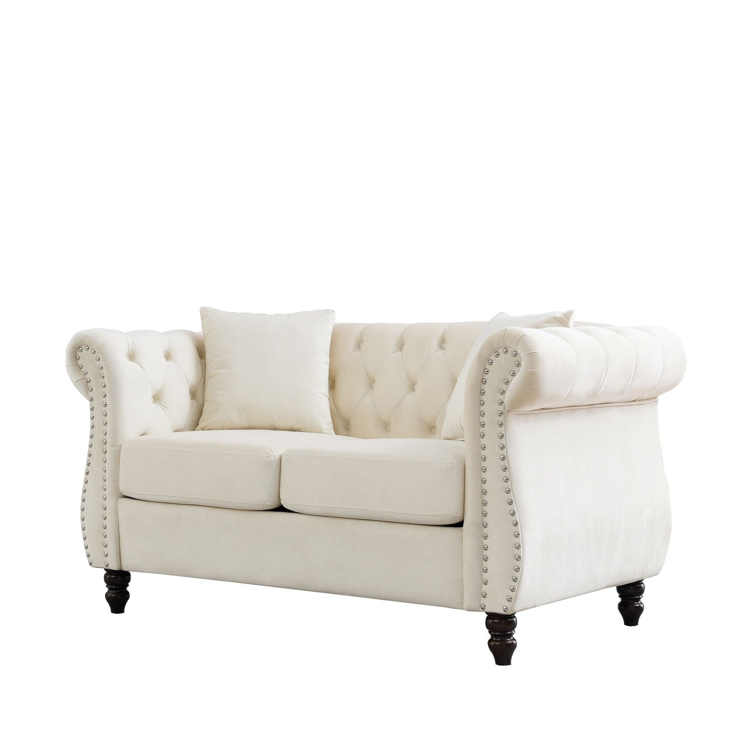 Chesterfield Sofa With Nailhead Trim and Cushions