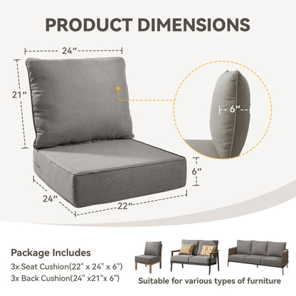 6 Inch Thick Outdoor Chair Cushion Gray by HouseOfZazla, 22x24x6 in seat cushion on Tampa Home & Garden Store