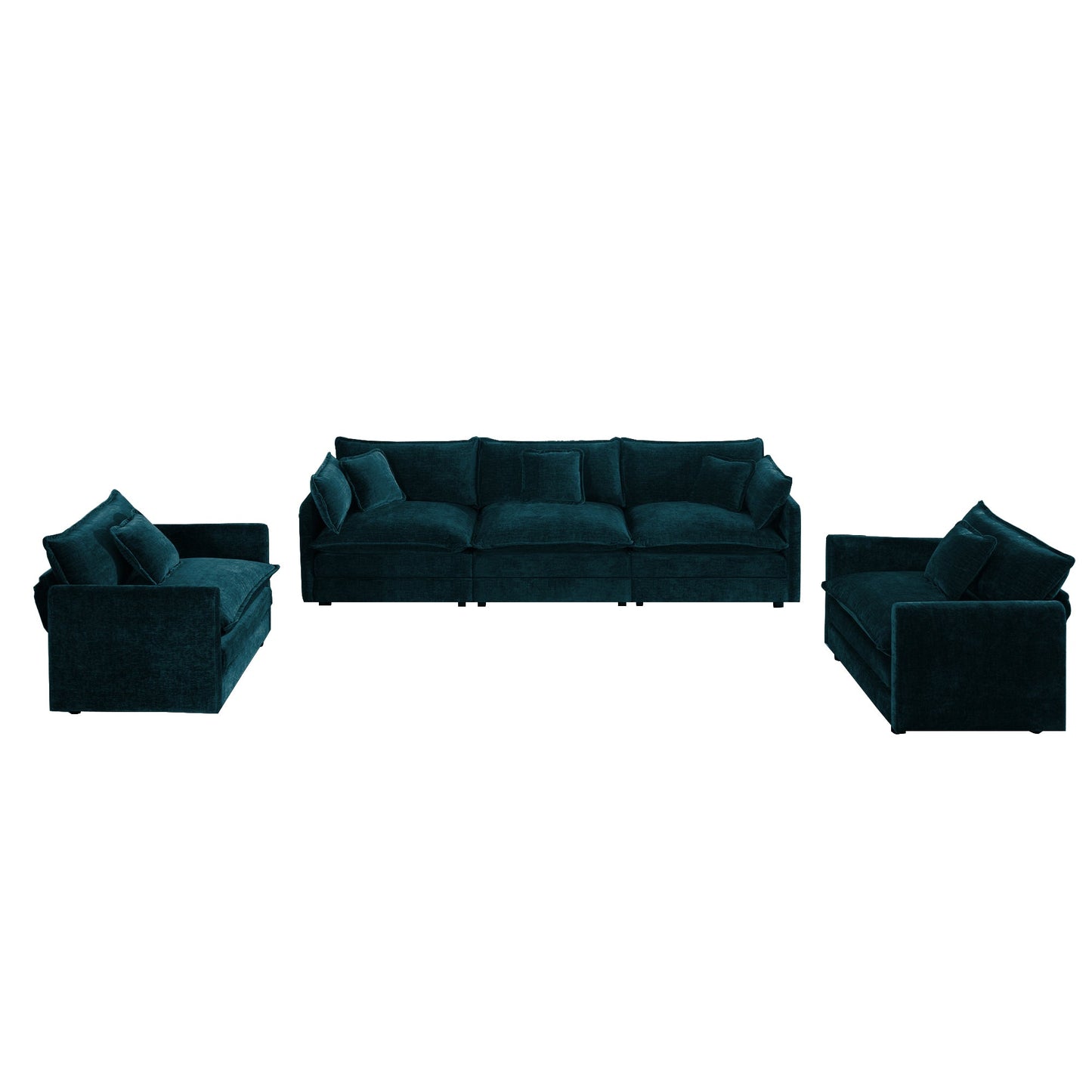 Solid Wood Sofa Set and Two Modern Accent Chairs