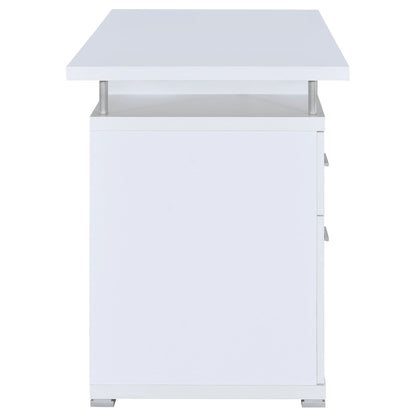 Rochelle 2-Drawer Office Desk white with metal legs by HouseOfZazla, modern writing desk on Tampa Home & Garden Store