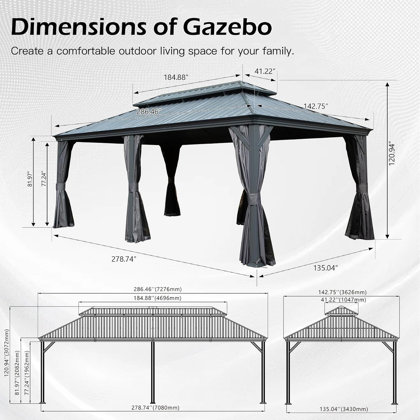 12x24ft Galvanized Steel Gazebo and Shelter