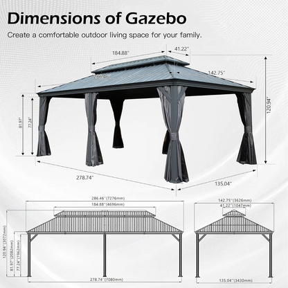 12x24ft Galvanized Steel Gazebo and Shelter