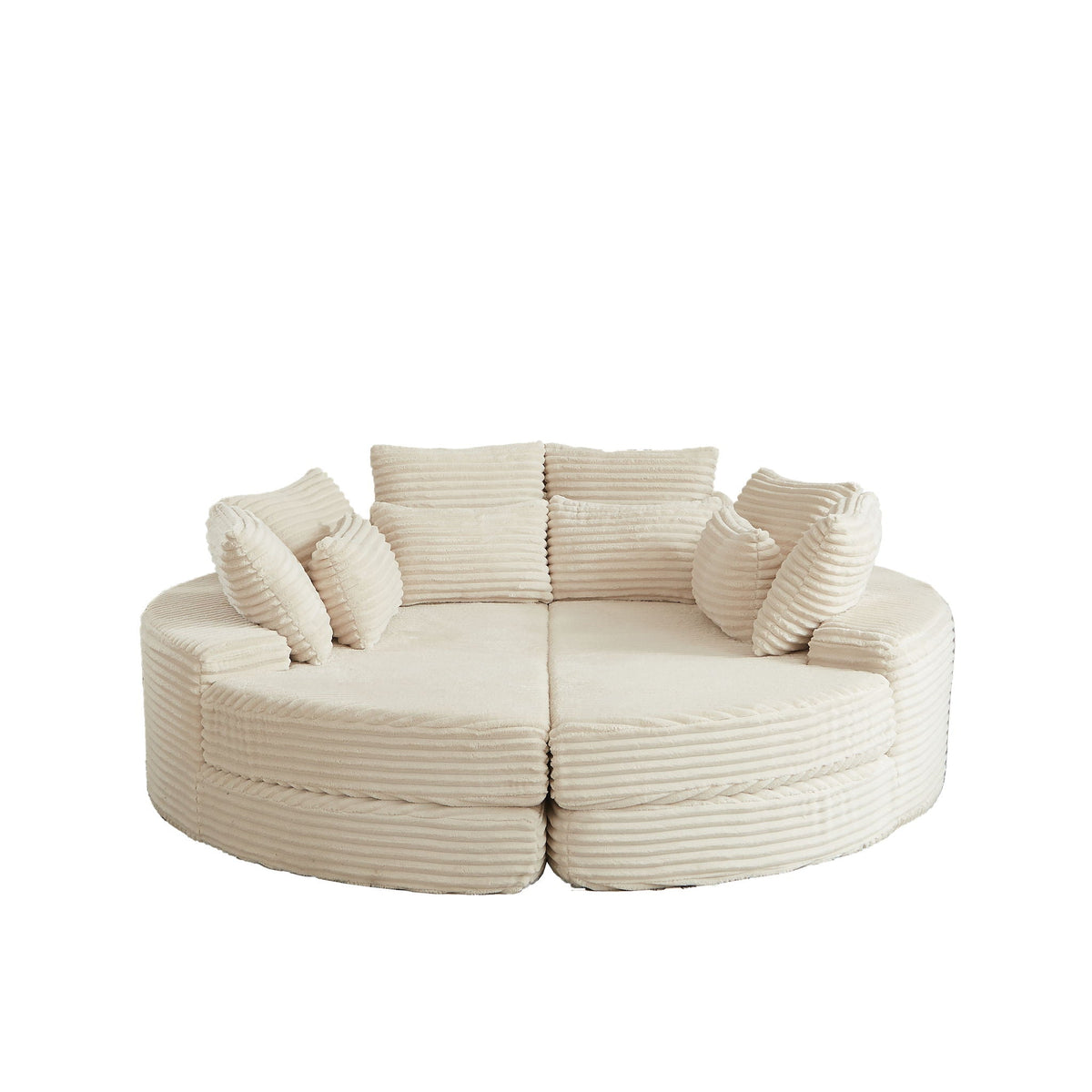 Round Oversized Sofa Bed with Throw Pillows