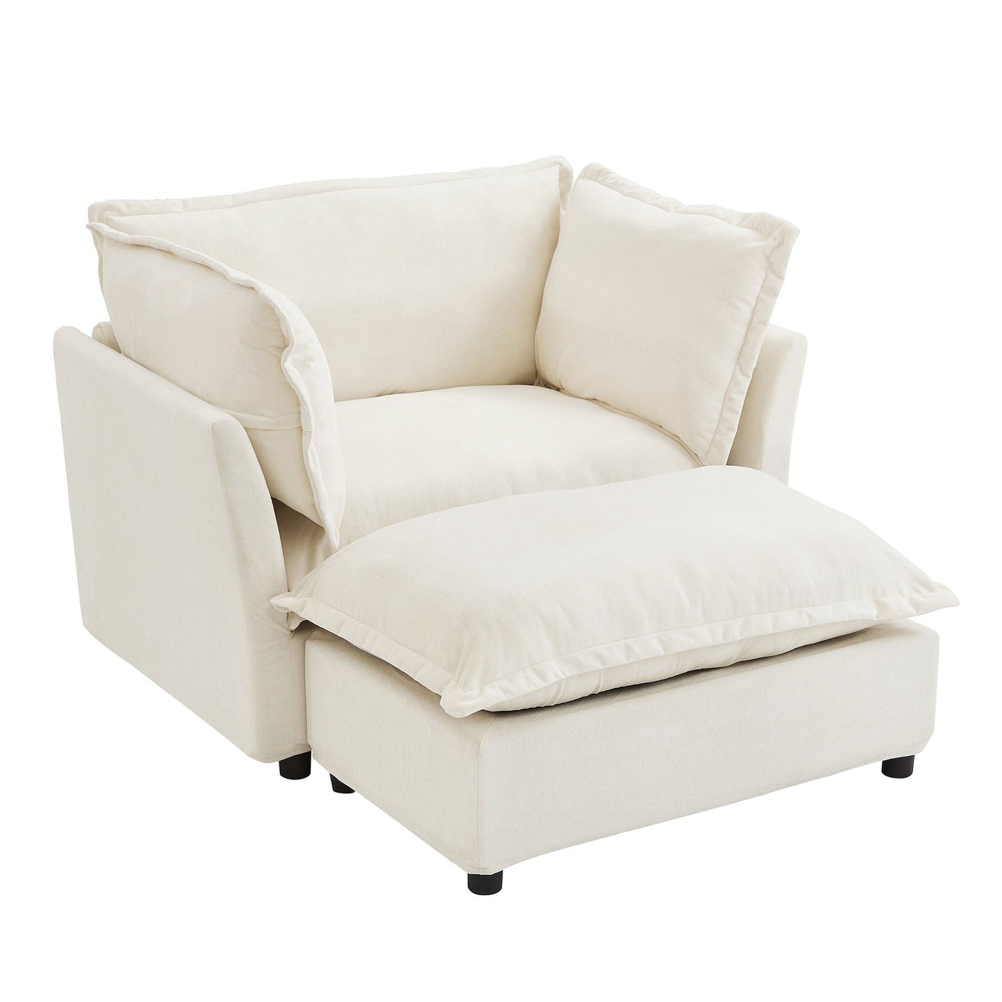 Modern Fabric Armchair with a Movable Ottoman