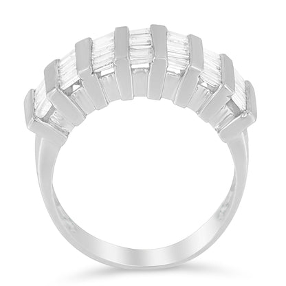 Sterling silver baguette diamond vertical channel wedding band 1.0 Cttw 6.75 by Bids.com on Tampa Home & Garden Store