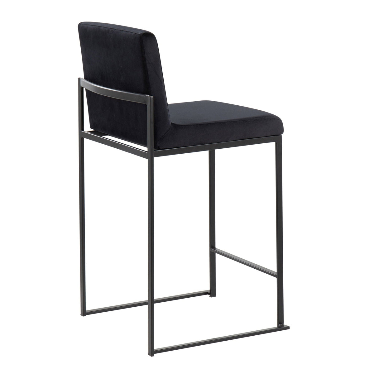 Fuji high back counter stools, black fabric upholstery with metal frame, set of 2 on Tampa Home & Garden Store
