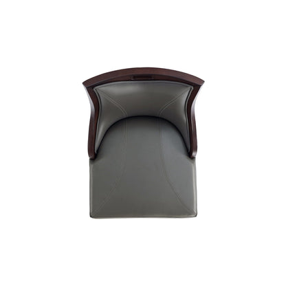 Emperor bar height barstool with backrest in dark gray bonded leather and solid wood frame on Tampa Home & Garden Store