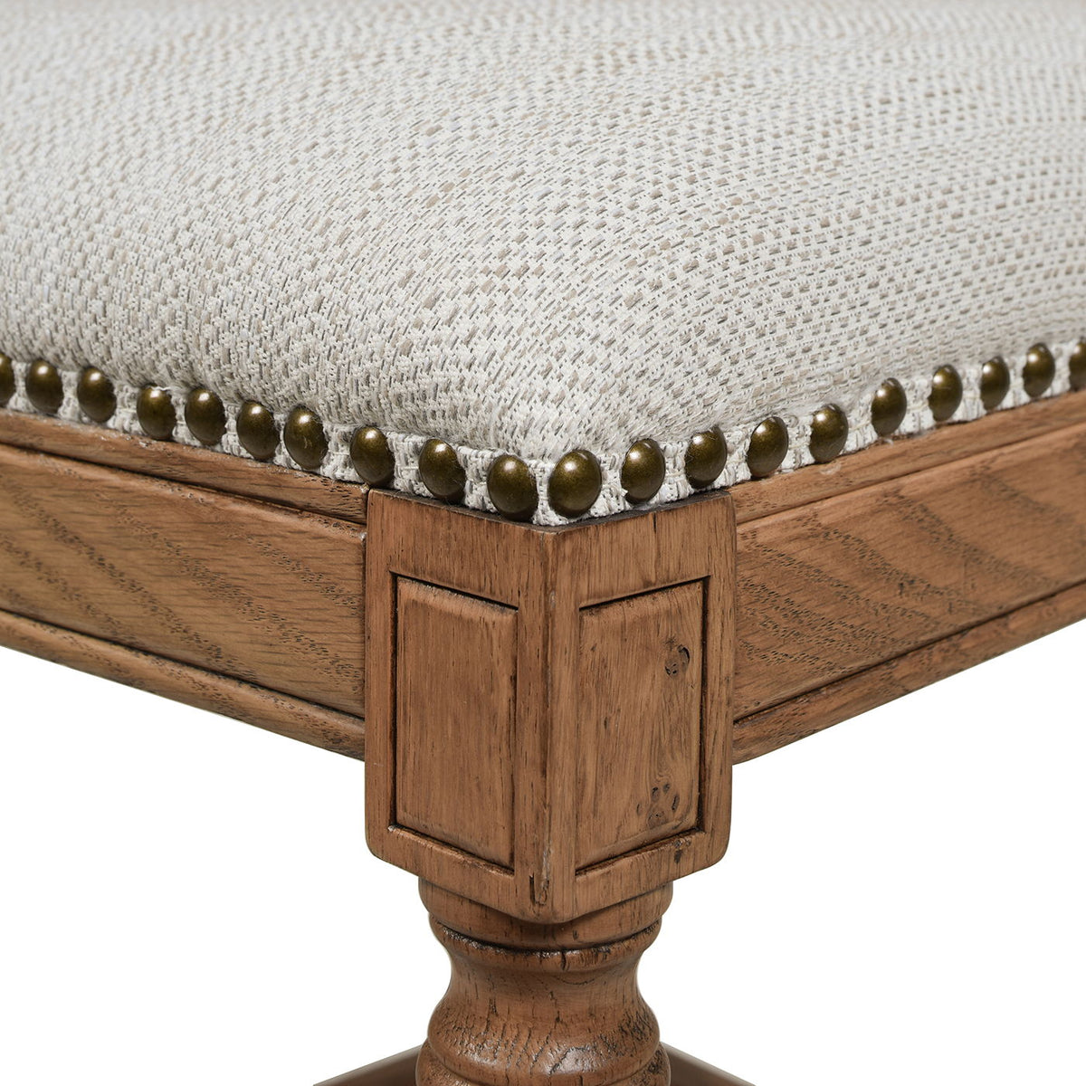 Rattan wicker high-back counter stool with gray fabric cushion and oak frame on Tampa Home & Garden Store