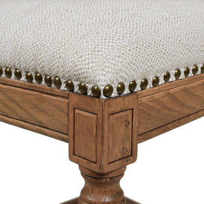 Rattan wicker high-back counter stool with gray fabric cushion and oak frame on Tampa Home & Garden Store